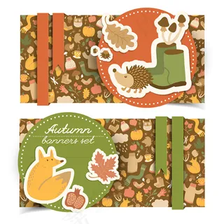 秋日剪贴Banner设计模板矢量素...