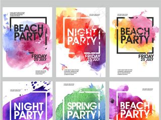 时尚炫彩几何点线面泼墨海矢量图素材