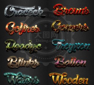 10款现代风格大气质感字体PS样式...