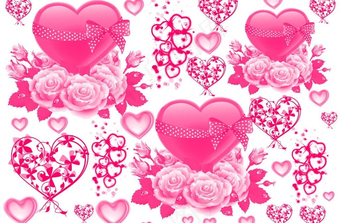 心型花纹深粉红色图片