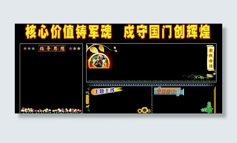 部队黑板报图片psd模版下载