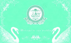 蓝色婚礼背景板