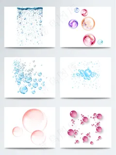 水珠和气泡元素蓝色红色psd