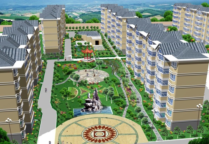 住宅小区绿化效果图图片(3200X2400(DPI:300))psd模版下载