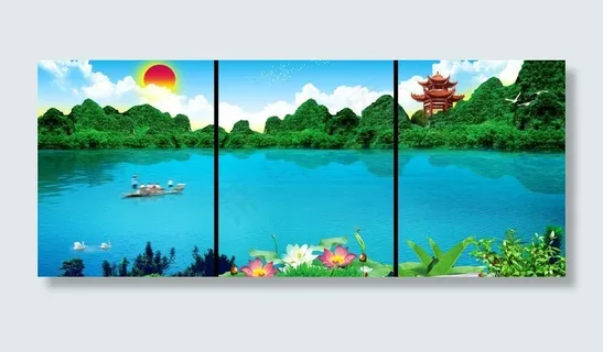 无框 山水 风景 桂林 漓江 画 ...