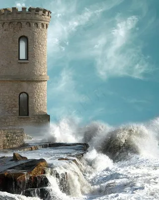 海洋古堡风景图片