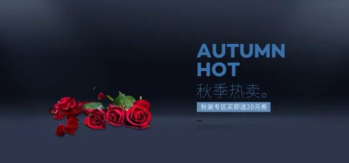 天猫淘宝秋冬新装黑色背景简约风格海报