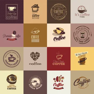 复古咖啡标志创意设计的矢量