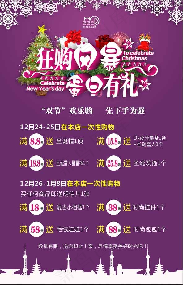 圣诞节元旦节展板DM图片