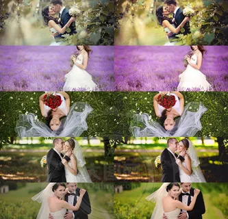 户外婚礼照片颜色清新效果PS动作