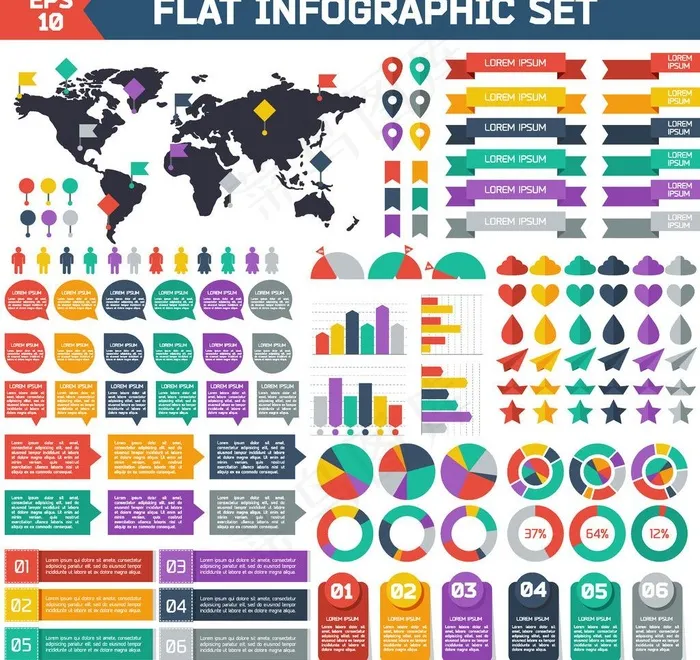 信息图表图片eps,ai矢量模版下载