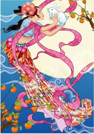 中秋的仙女嫦娥矢量素材8