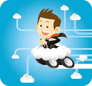 云端开车的商务男人