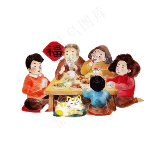 团圆一家人拜年了过年春节元素