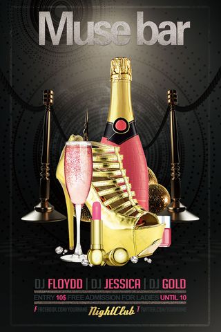 金色女神之夜酒吧高端时尚潮流海报