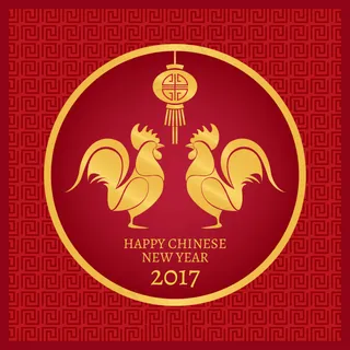 金色的公鸡灯笼春节背景