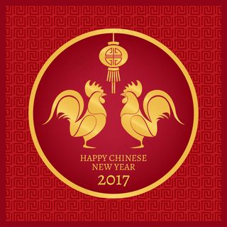 金色的公鸡灯笼春节背景