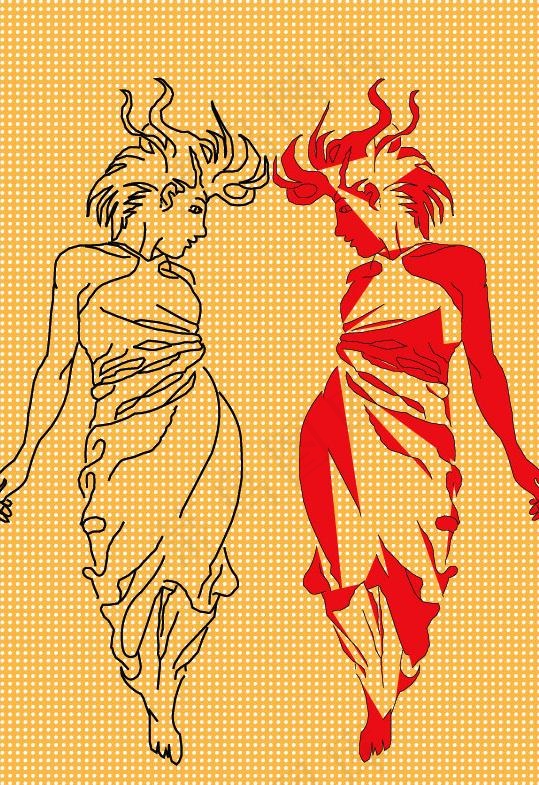 手绘美女人物图片ai矢量模版下载