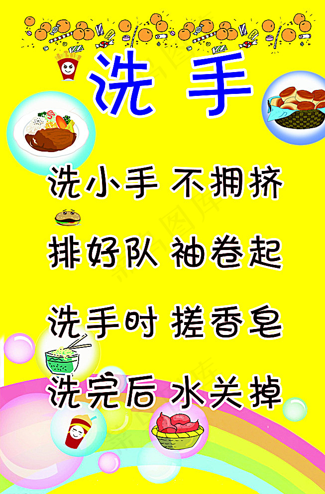 幼儿园洗手步骤海报图片psd模版下载