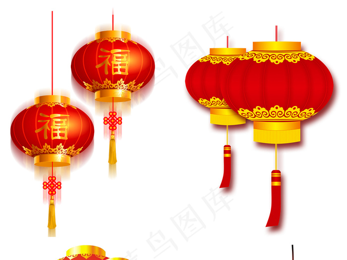 新年新春元旦灯笼喜庆背景PNG素材