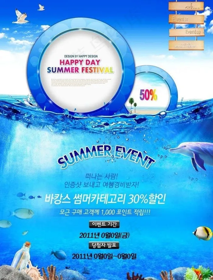 夏日海洋素材图片(3600X5000(DPI:300))psd模版下载