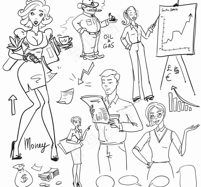漫画商务人物图片eps,ai矢量模版下载