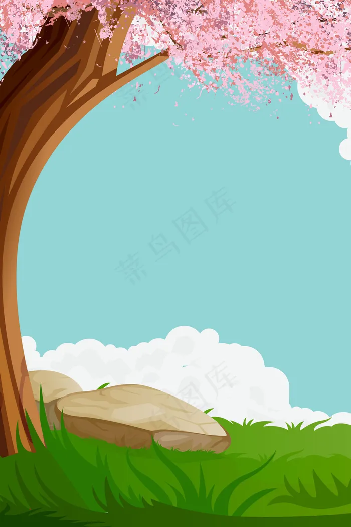 矢量手绘绿叶清新春天背景ai矢量模版下载