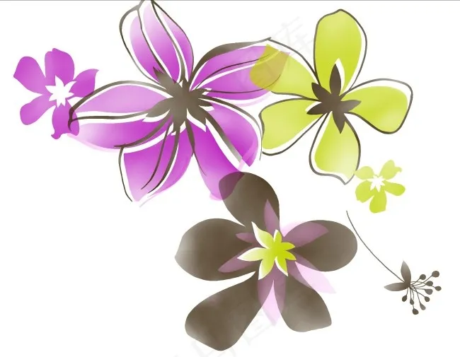 蓝色小花psd模版下载