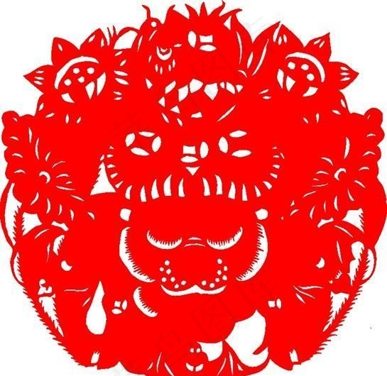 2009年牛年新春吉祥剪纸 牛 民...ai矢量模版下载