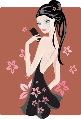 卡通美女插画——04