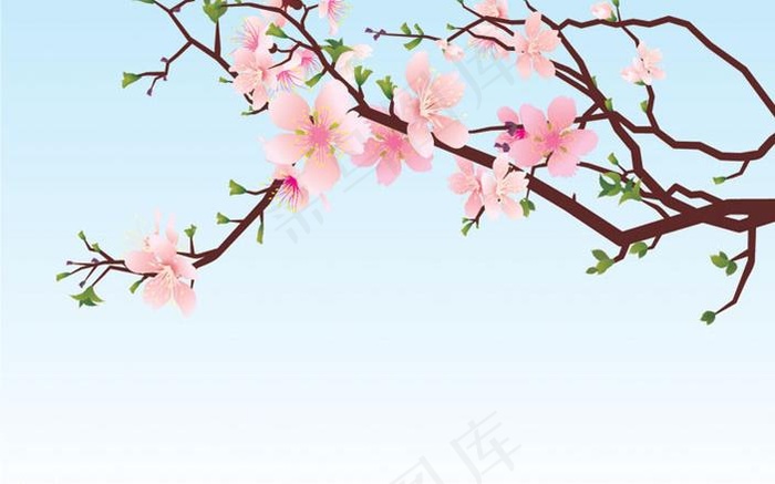 春天的树枝矢量素材图片