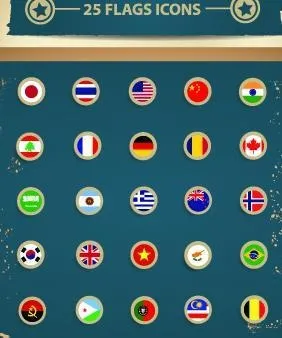 25种复古的旗帜图标矢量