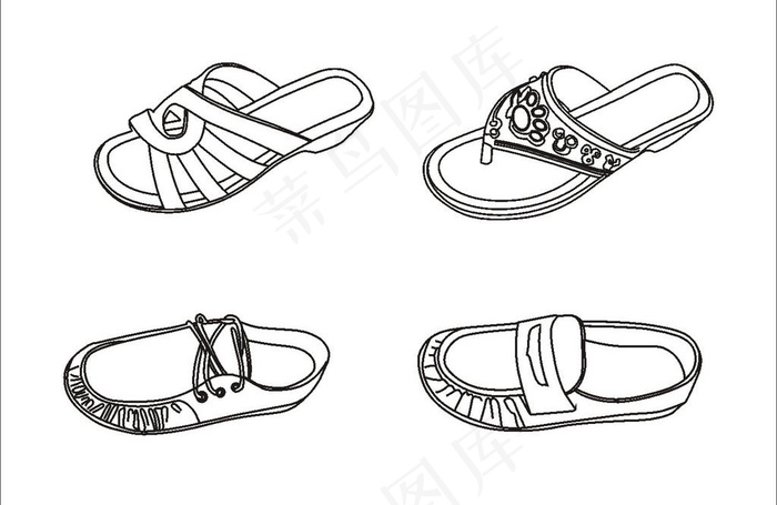 4个矢量线条鞋图图片