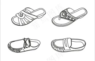 4个矢量线条鞋图图片