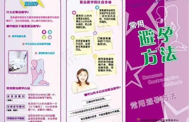 计划生育三折页避孕方法图片ai矢量模版下载