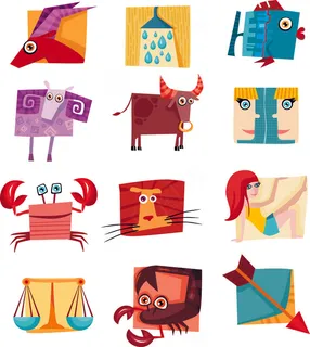 漫画12星座的图案矢量素材03