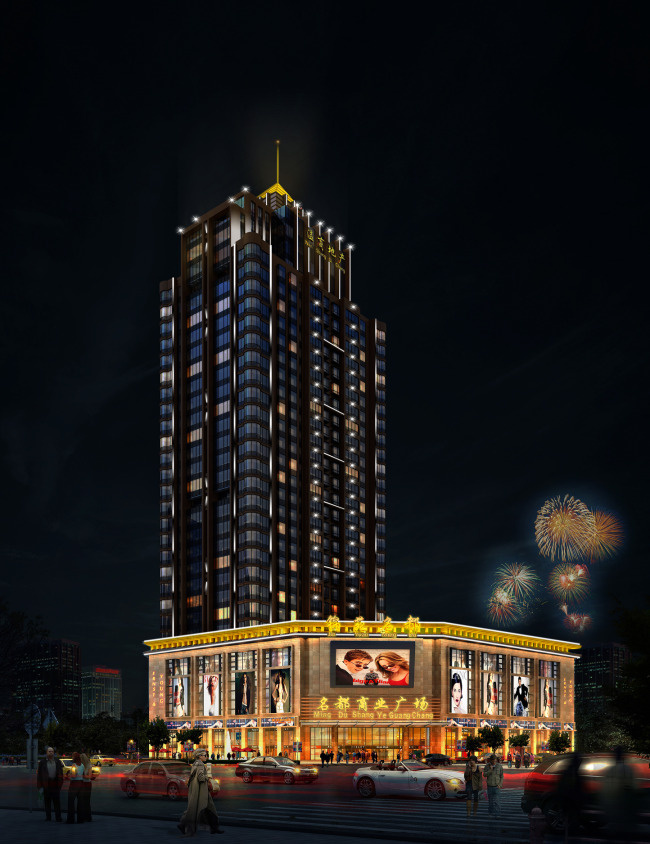 购物广场夜景(4332X5624(DPI:300))psd模版下载