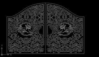 复古麒麟大门图案