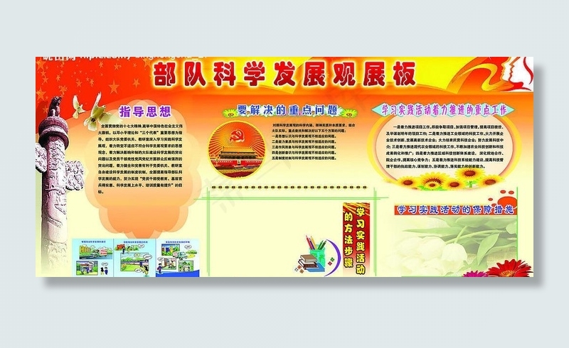 部队科学发展观展板图片psd模版下载