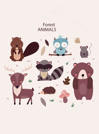 卡通动物图案插画