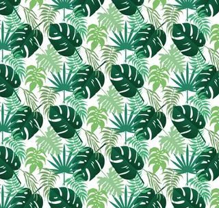 矢量手绘水彩热带植物动物装饰图案