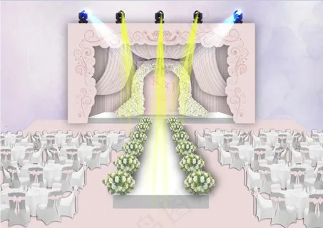粉色婚礼主舞台