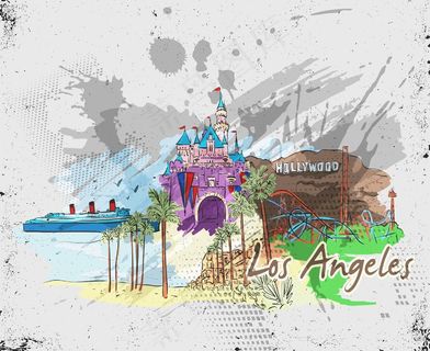 洛杉矶涂鸦矢量插画