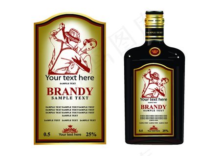 酒瓶瓶贴设计矢量图瓶身贴