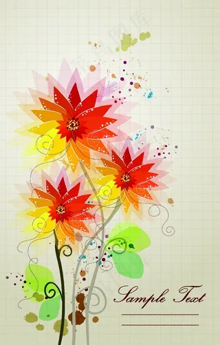 美丽水彩花朵矢量背景