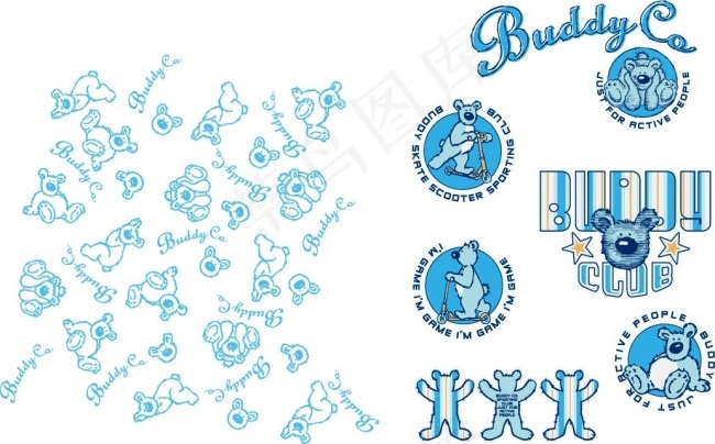 蓝色小熊矢量素材