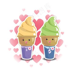 可爱冰淇淋插画矢量素材
