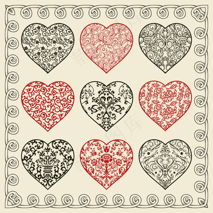 画心的情人节的设计元素矢量