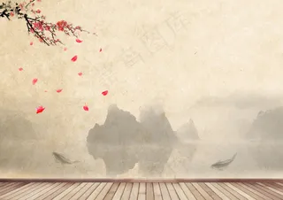 古典中国风水墨信纸海报背景素材