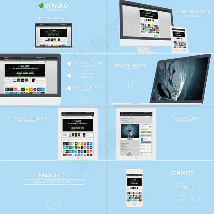 干净简约的网站APP宣传演示AE模...psd模版下载